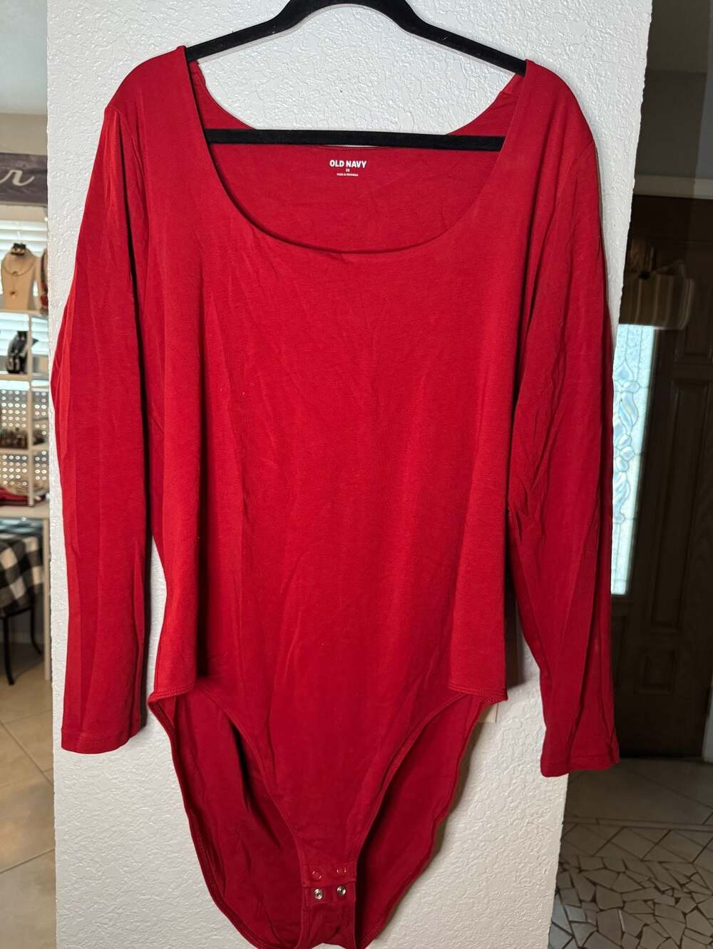 Old Navy Red Long Sleeve Scoop Neck Bodysuit Size 3X